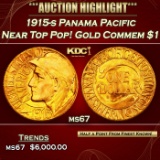1915-s Panama Pacific Gold Commem Dollar Near Top Pop! 1 ms67 SEGS