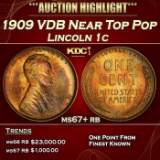 1909 VDB Lincoln Cent Near Top Pop 1c ms67+ rb SEGS