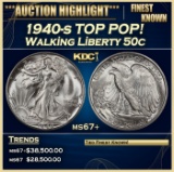1940-s Walking Liberty Half Dollar TOP POP! 50c ms67+ SEGS