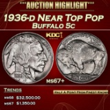 1936-d Buffalo Nickel Near Top Pop 5c ms67+ SEGS