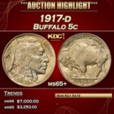 1917-d Buffalo Nickel 5c ms65+ SEGS