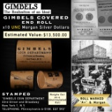 YD- Rare GIMBLES A+ 10 Coin Unc Morgan Dollar $1 Roll