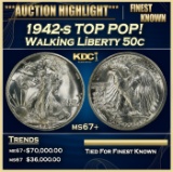 1942-s Walking Liberty Half Dollar TOP POP! 50c ms67+ SEGS
