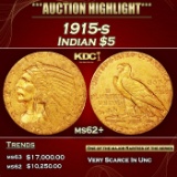 1915-s Gold Indian Half Eagle $5 ms62+ USCG