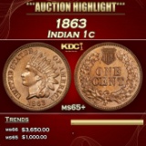 1863 Indian Cent 1c ms65+ SEGS
