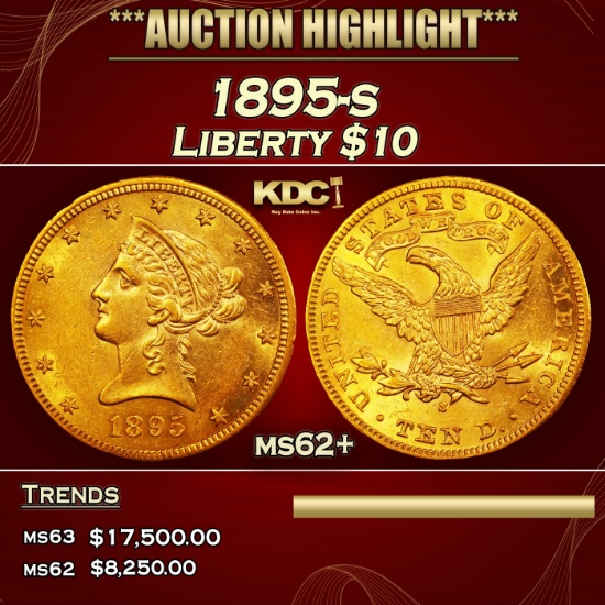 1895-s Gold Liberty Eagle $10 ms62+ USCG