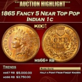 1865 Indian Cent Fancy 5 Near Top Pop 1c ms66+ rb SEGS