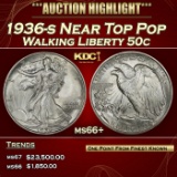 1936-s Walking Liberty Half Dollar Near Top Pop 50c ms66+ SEGS