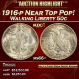 1916-p Walking Liberty Half Dollar Near Top Pop! 50c ms66+ SEGS