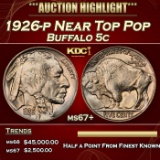 1926-p Buffalo Nickel Near Top Pop 5c ms67+ SEGS