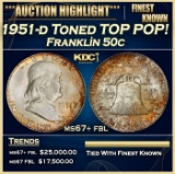 1951-d Franklin Half Dollar Toned TOP POP! 50c ms67+ fbl SEGS