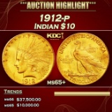 1912-p Gold Indian Eagle $10 ms65+ SEGS