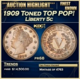 1909 Proof Liberty Nickel Toned TOP POP! 5c pr68 SEGS