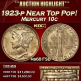 1923-p Mercury Dime Near Top Pop! 10c ms68 FSB SEGS