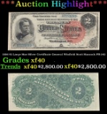 1886 $2 Large Size Silver Certificate General Winfield Scott Hancock Grades xf40 FR-242
