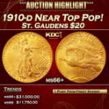 1910-d Gold St. Gaudens Double Eagle Near Top Pop! $20 ms66+ SEGS
