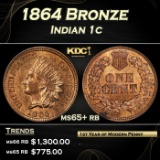 1864 Bronze Indian Cent 1c ms65+ rb SEGS
