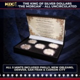 Morgan The king of silver dollars 5 Coin BU Set, 1 From Evey Mint P,O,D,S, & Legendary Carson City