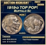 1919-d Buffalo Nickel TOP POP! 5c ms66+ SEGS