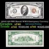 1934A $10 FRN Hawaii WWII Emergency Currency Grades xf