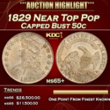1829 Capped Bust Half Dollar Near Top Pop 50c ms65+ SEGS