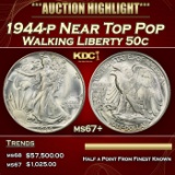 1944-p Walking Liberty Half Dollar Near Top Pop 50c ms67+ SEGS