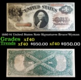 1880 $1 United States Note Grades xf40 Signatures Bruce/Wyman