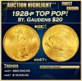 1928-p Gold St. Gaudens Double Eagle TOP POP! $20 ms67+ SEGS