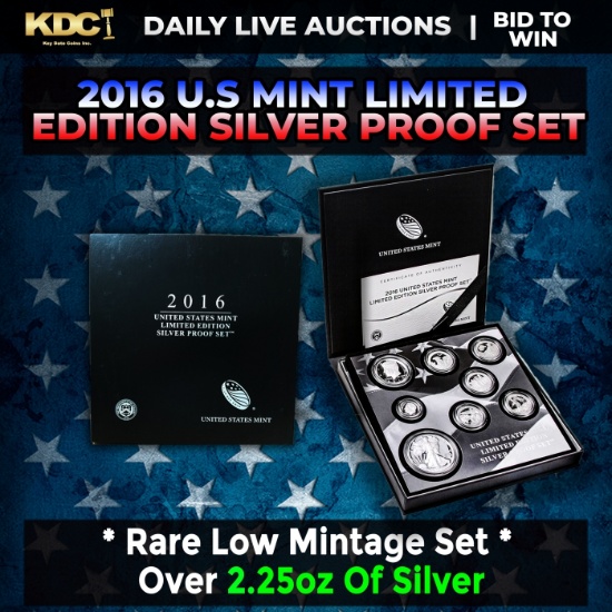 RARE 2016 United States Mint Limited Edition Silver Proof Set 8 coins, Over 2.25oz Of Silver low min