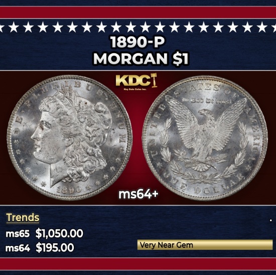 1890-p Morgan Dollar $1 Grades Choice+ Unc