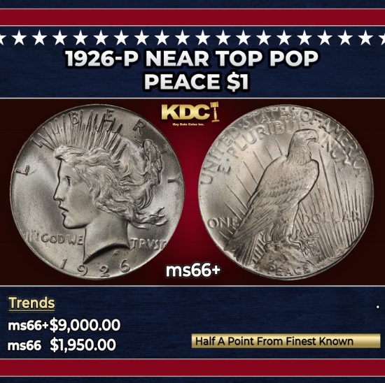 1926-p Peace Dollar Near Top Pop $1 ms66+ SEGS
