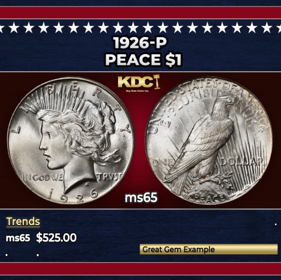 1926-p Peace Dollar $1 Grades GEM Unc