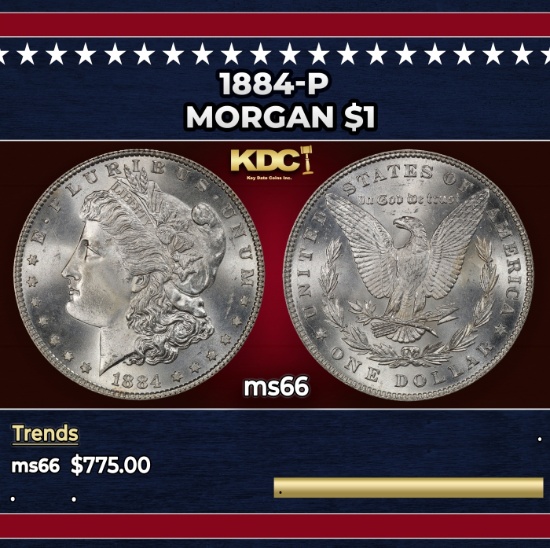 1884-p Morgan Dollar $1 Grades GEM+ Unc