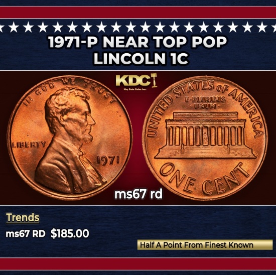 1971-p Lincoln Cent Near Top Pop 1c ms67 rd SEGS