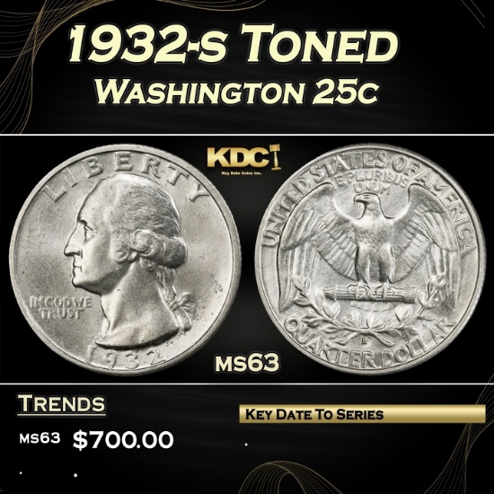 1932-s Washington Quarter Toned 25c Grades ms63