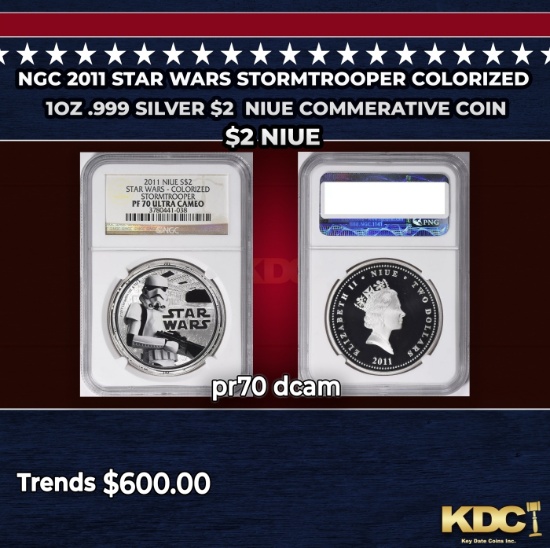 NGC NGC 2011 Star Wars Stormtrooper Colorized 1oz .999 Silver $2  Niue Commerative Coin Proof pr70 d