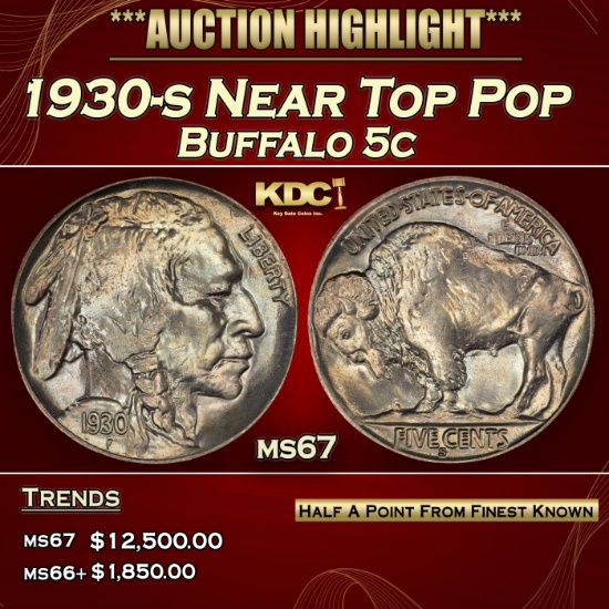1930-s Buffalo Nickel Near Top Pop 5c ms67 SEGS