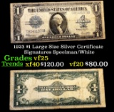 1923 $1 large size Silver Certificate Grades vf+ Signatures Speelman/White