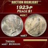 1923-p Peace Dollar $1 ms67 SEGS