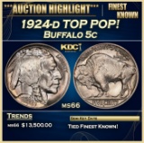 1924-d Buffalo Nickel TOP POP! 5c ms66 SEGS