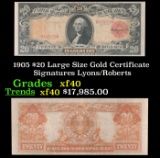 1905 $20 Large Size Gold Certificate Grades xf Signatures Lyons/Roberts