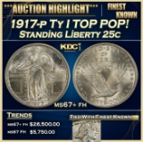 1917-p Ty I Standing Liberty Quarter TOP POP! 25c ms67+ fh SEGS