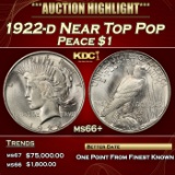 1922-d Peace Dollar Near Top Pop $1 ms66+ SEGS
