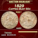 1829 Capped Bust Half Dollar 50c ms63 USCG