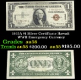 1935A $1 Silver Certificate Hawaii WWII Emergency Currency Grades Choice AU/BU Slider