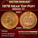 1878 Indian Cent Near Top Pop! 1c ms65+ rb SEGS