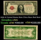 1928 $1 United States Note Ultra Rare Red Seal Grades vf+