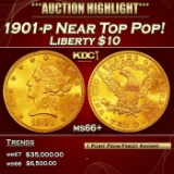 1901-p Gold Liberty Eagle Near Top Pop! $10 ms66+ SEGS