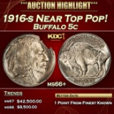 1916-s Buffalo Nickel Near Top Pop! 5c ms66+ SEGS