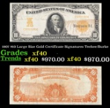 1907 $10 Large Size Gold Certificate Grades xf40 Signatures Teehee/Burke